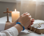 SacraStone™ AVE MARIA – Koronka Pokoju Medjugorje z kamieni Kocie Oko Aqua