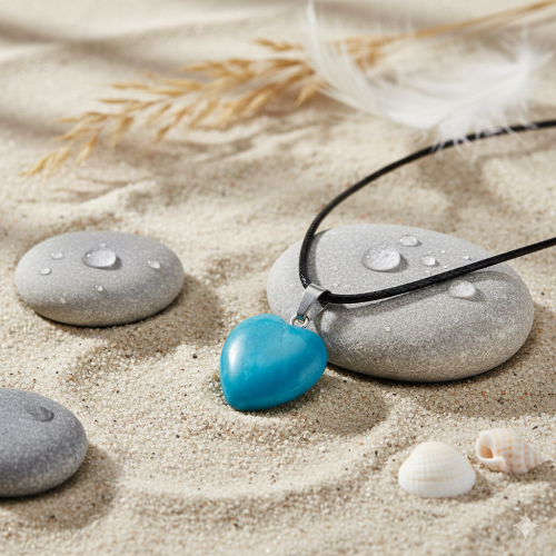 SacraStone™ TALISMAN – Naszyjnik na rzemyku z sercem z jadeitu niebieskiego