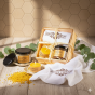 Zestaw prezentowy Naturalna Harmonia – peeling, świeca z węzy, ręcznik | Honey Therapy