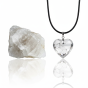SacraStone™ TALISMAN – Naszyjnik SERCE z kamienia KRYSZTAŁ GÓRSKI na rzemyku