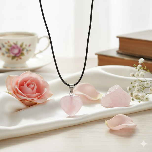 Kwarc różowy – naszyjnik TALISMAN – prezentacja aranżacyjna