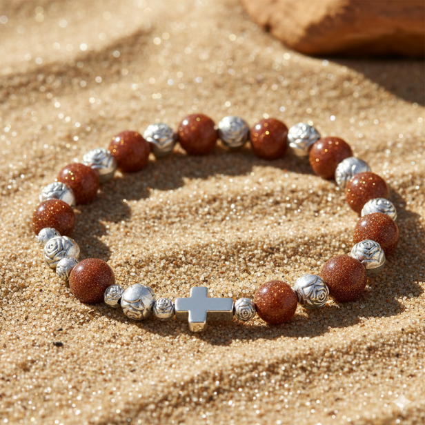 Makrofotografia drobinek Piasku Pustyni – złocisty blask kamienia.