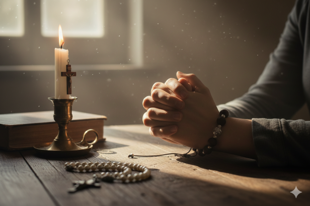 Dziesiątek różańca na regulowanym sznurku – naturalne ciemne drewno „osie gniazdo”.