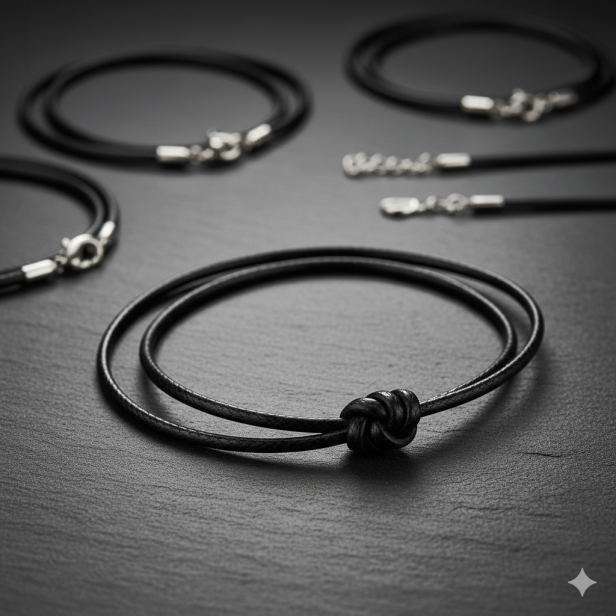 Detal stalowego zapięcia przy rzemyku 51 cm.