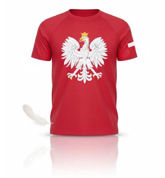 Koszulka patriotyczna Orzeł Polski czerwona – zdjęcie produktowe SacrumStyle