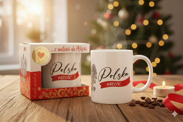 Kubek „POLSKA – mój dom, moja duma” – patriotyczny kubek ceramiczny w aranżacji