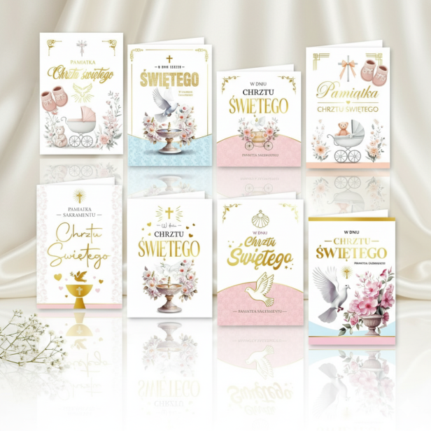 Aranżacja Karnet na Chrzest Święty B6 – elegancka kartka z życzeniami
