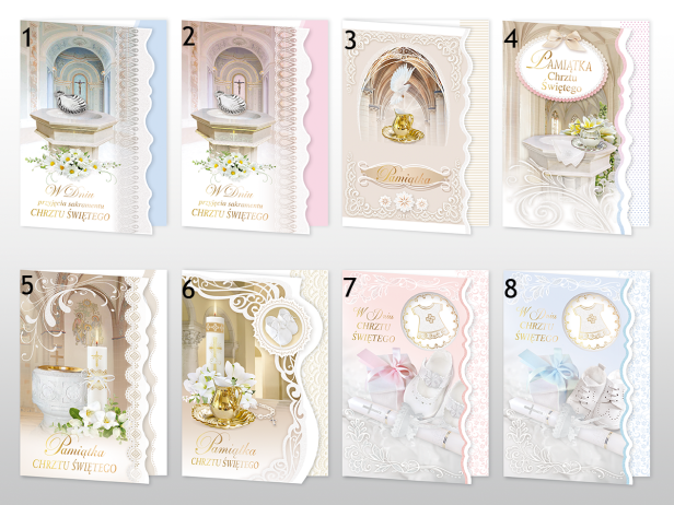 Modele do wyboru - Karnet kartka z życzeniami na Chrzest Święty