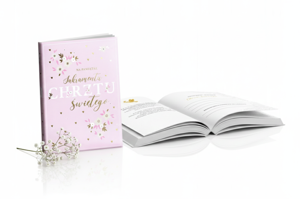Różowa książeczka pamiątkowa Royal Pink na Chrzest Święty