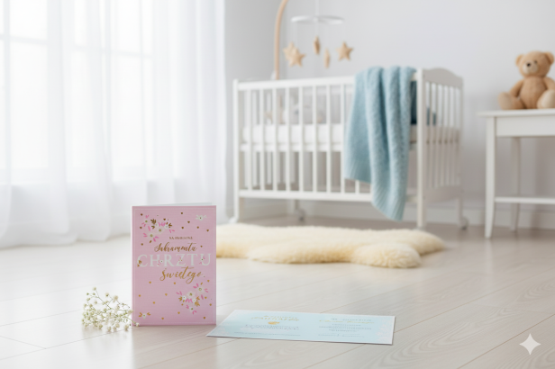 Aranżacja prezentowa – różowa książeczka pamiątkowa Royal Pink
