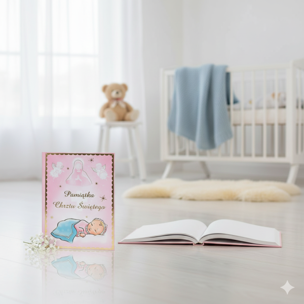 Aranżacja prezentowa – różowy album pamiątkowy