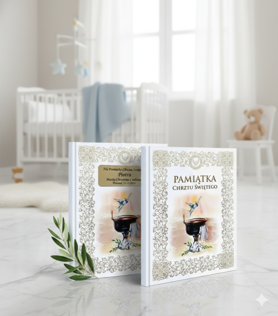 Aranżacja dziecieca – album z grawerem na tle naturalnych dodatków