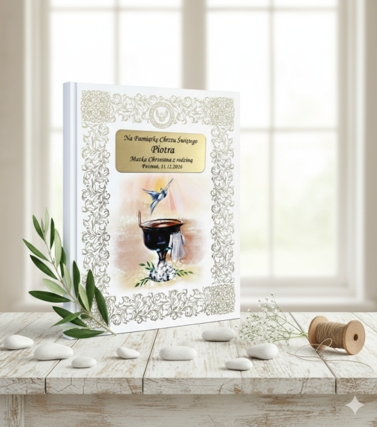 Aranżacja rustykalna – album z grawerem na tle naturalnych dodatków