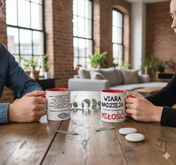 Kubek religijny SacrumStyle Wiara, Nadzieja, Miłość