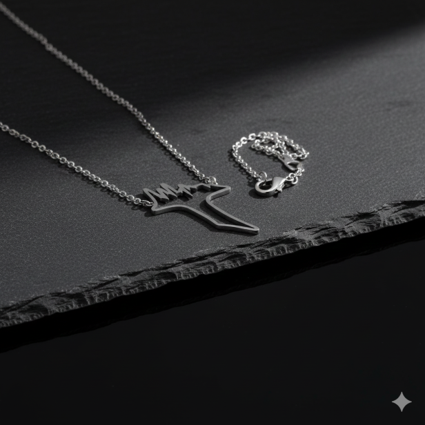 w aranżacji Naszyjnik z krzyżykiem Tau – stal nierdzewna (Stainless Steel)