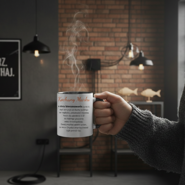 w aranżacji - Kubek Bierzmowanie „Dary Ducha Świętego” – pamiątka i prezent sakramentalny