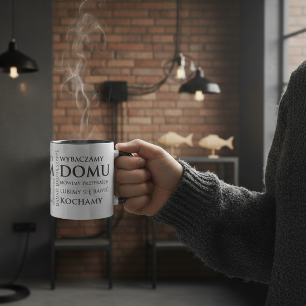 aranżacja praktyczna - Kubek ceramiczny „W Tym Domu…” – prezent dla rodziny | SacrumStyle