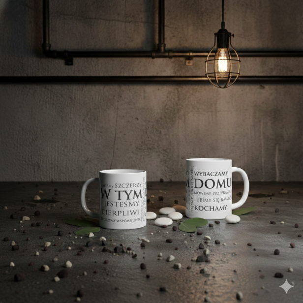 Kubek ceramiczny „W Tym Domu…” – prezent dla rodziny | SacrumStyle w aranżacji