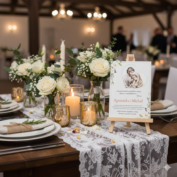 Obraz sakralny – Święta Rodzina „Magnolia” 20×25 cm | Linia ICONIC™ aranżacja weselna