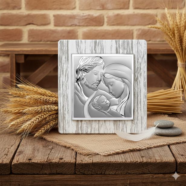 W aranżacji -  Obrazek srebrny - Święta Rodzina na drzewie Shabby chic [różne rozmiary]