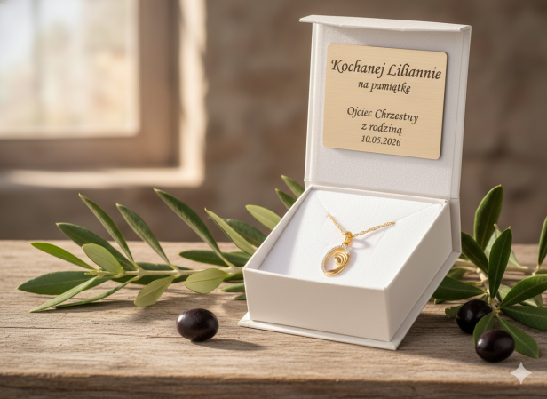 Złoty medalik z wisiorkiem Łezka – próba 585 – pamiątka z dedykacją