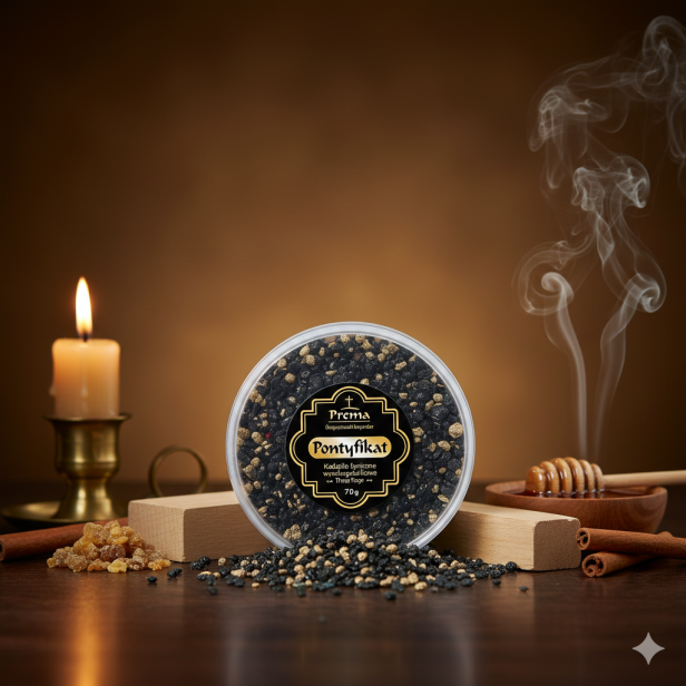Kadzidło żywiczne PONTYFIKAT – wysokogatunkowe, zapach balsamiczny 70 g w aranzacji
