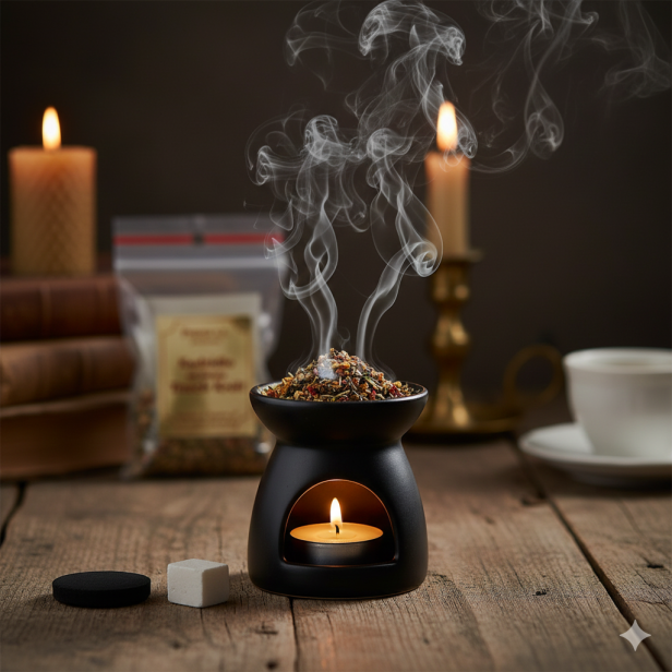 Palenie kadzidła żywicznego na węgielku – tradycyjny rytuał kadzidła podczas modlitwy, kadzidło liturgiczne premium ORSZAK