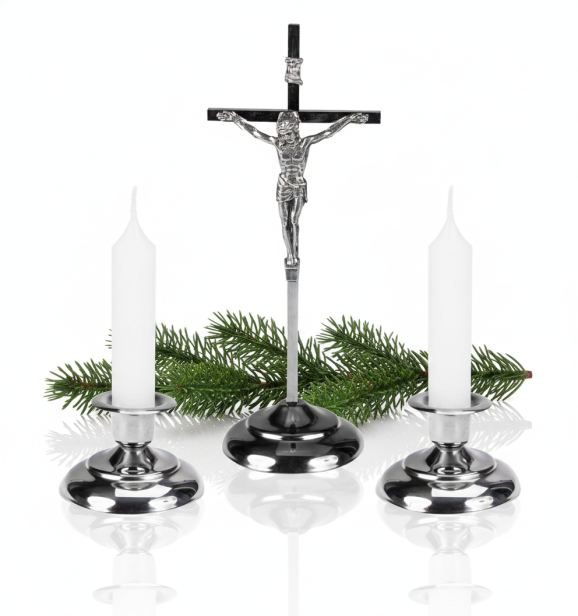 Komplet kolędowy nowoczesny kolorze srebrnym - 22cm