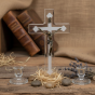 Aranżacja rustykalna - Komplet kolędowy klasyczny – elegancki zestaw z krzyżem i świecznikami Ars Christiana - 15cm