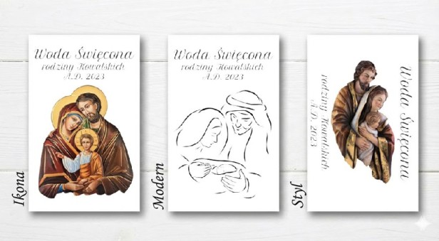 projekty do wyboru - Buteleczka na wodę święconą RODZINA ŚWIĘTA – szklana 100 ml z personalizacją