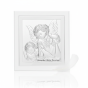 Obrazek srebrny Anioł Stróż z latarenką Biały 19×19 – Pamiątka Chrztu Świętego | SILVER BAPTISM™
