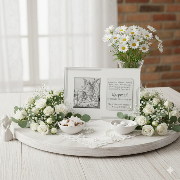 W aranzacji Obrazek srebrny 20×25 cm – Anioł Stróż „Dzieci na mostku” z grawerem | SILVER BAPTISM™