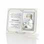 Obrazek srebrny na I Komunię Świętą – chłopiec, panel z grawerem 18×13 cm | SILVER COMMUNIO™