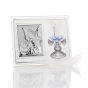 Obrazek srebrny Anioł Stróż na białym panelu 17,5×11,5 | SILVER BAPTISM™