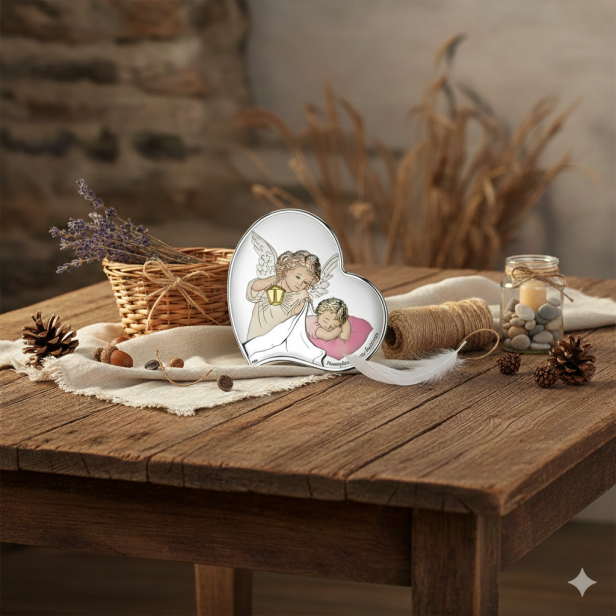 aranżacja rustykalna obrazka srebrnego