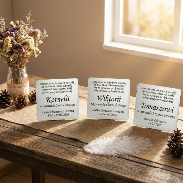 Wizualizacja tabliczki z grawerem laserowym