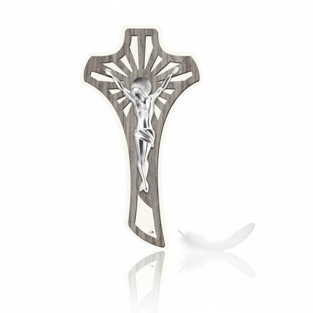 Krzyż srebrny MIRO-SILVER na panelu 52 cm – włoski krzyż ścienny | ARGENTO SACRO™