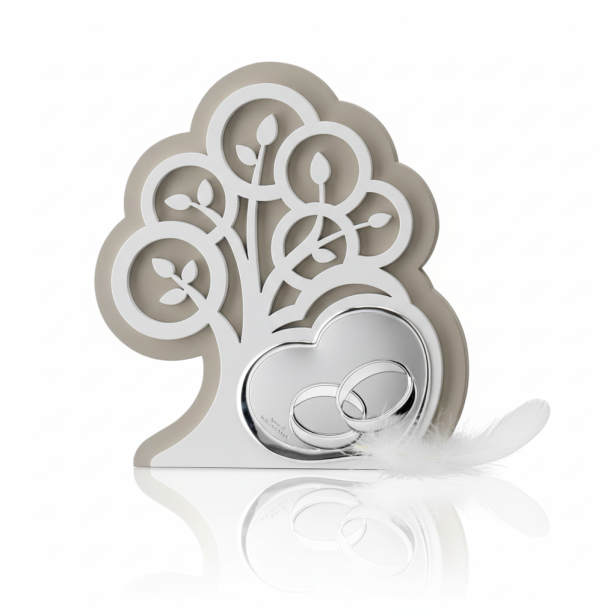 Obrazek ślubny Drzewo Życia z obrączkami – srebrny prezent dla Nowożeńców 14×15,5 | ARGENTO SACRO™