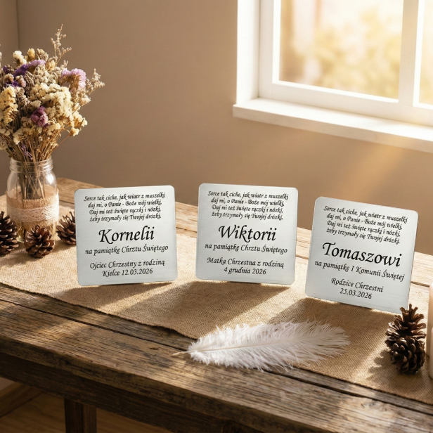 wizualizacja tabliczek z grawerem laserowym