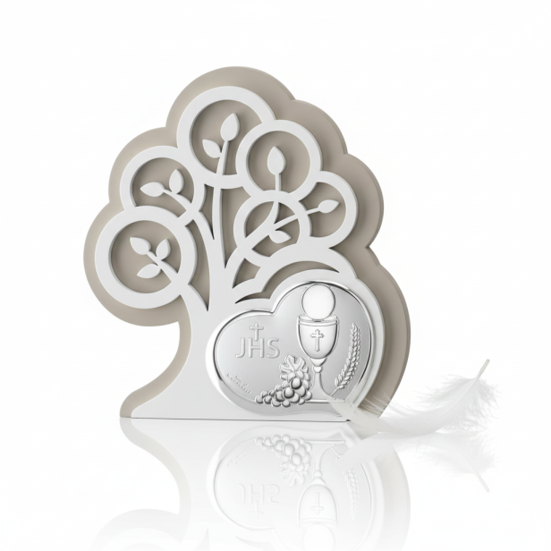 Obrazek srebrny na Komunię – Drzewo Życia 14×15,5 cm | SILVER COMMUNIO™