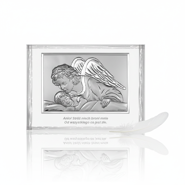 zdjęcie produktowe obrazka srebrnego Anioł Stróż