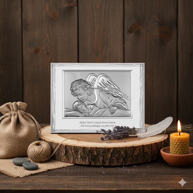 obrazek Anioł Stróż w aranżacji rustykalnej