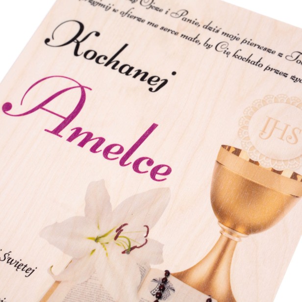 Biblia w drewnianym pudełku EKO ♻ z nadrukiem Ink-Jet – Pamiątka I Komunii Świętej