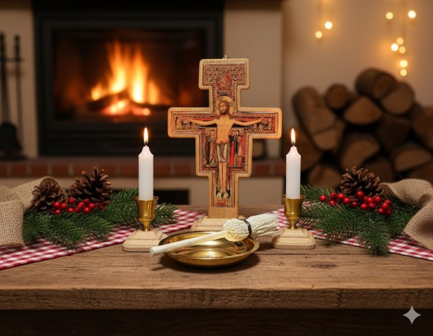Krzyż San Damiano – zestaw kolędowy z podstawą