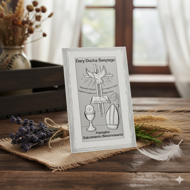 Obrazek srebrny Bierzmowanie w aranżacji rustykalnej