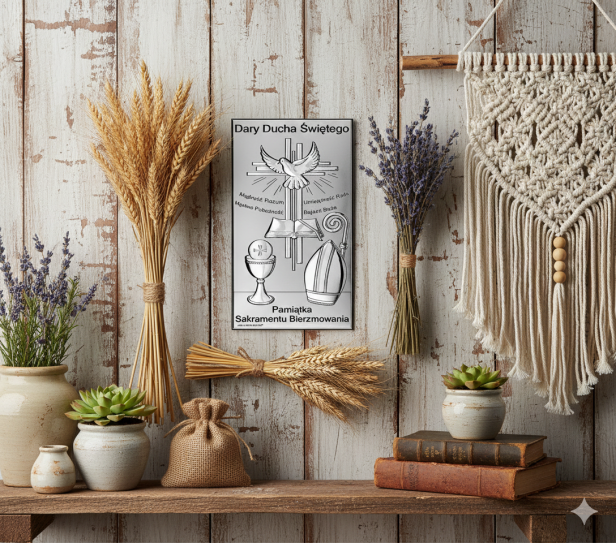 Obrazek srebrny Bierzmowanie nascianie w stylu rustyklanym