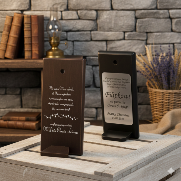 Personalizacja - nadruk UV Ink-Jet lub grawerowanie laserowe na tabliczce WENGE