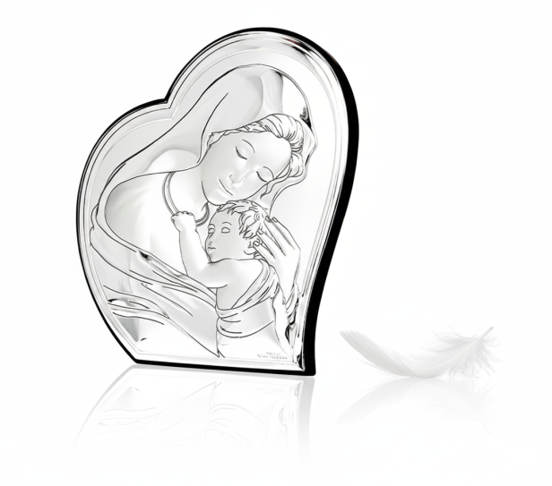 Obrazek srebrny Matka Boska z Dzieciątkiem – elegancka pamiątka sakralna | ARGENTO SACRO™