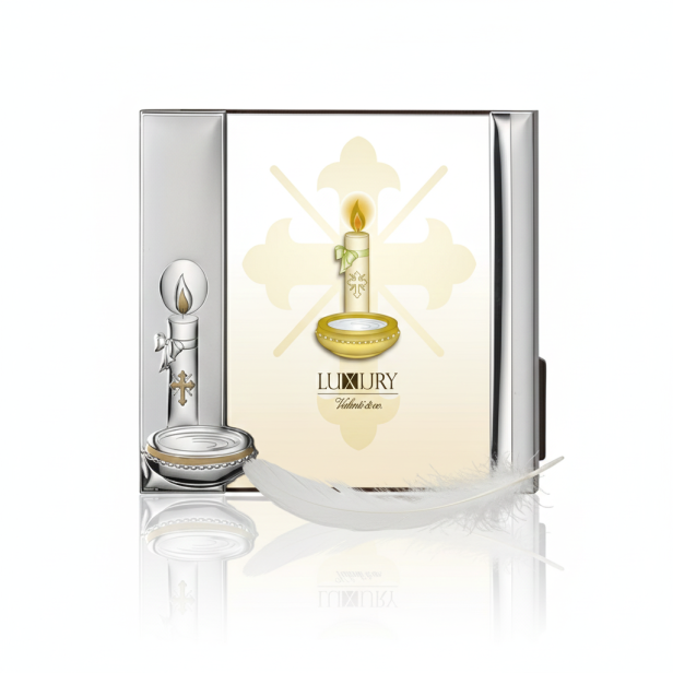 Srebrna ramka na zdjęcie Chrzest Święty z motywem chrzcielnym | SILVER BAPTISM™