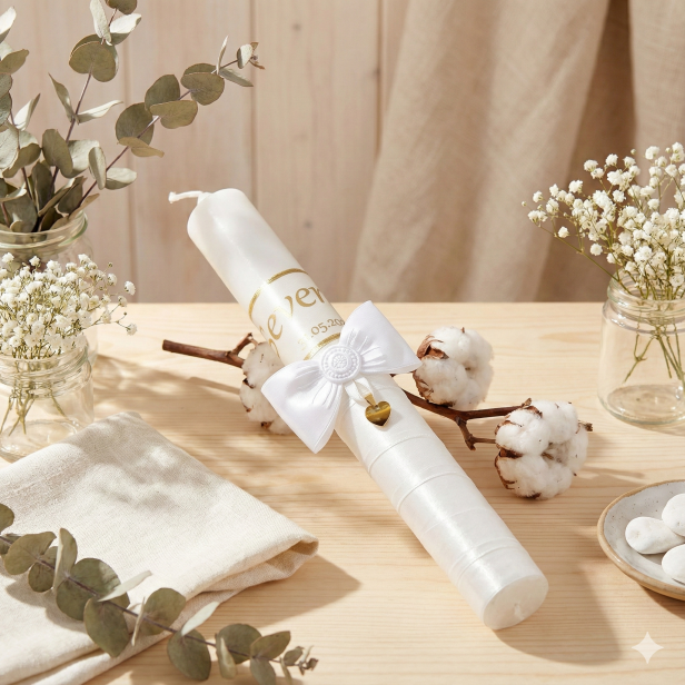 Aranżacja świecy na Pierwszą Komunię Świętą